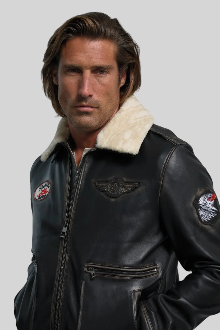 Luigi Shearling Aviator Jacket Spellezo