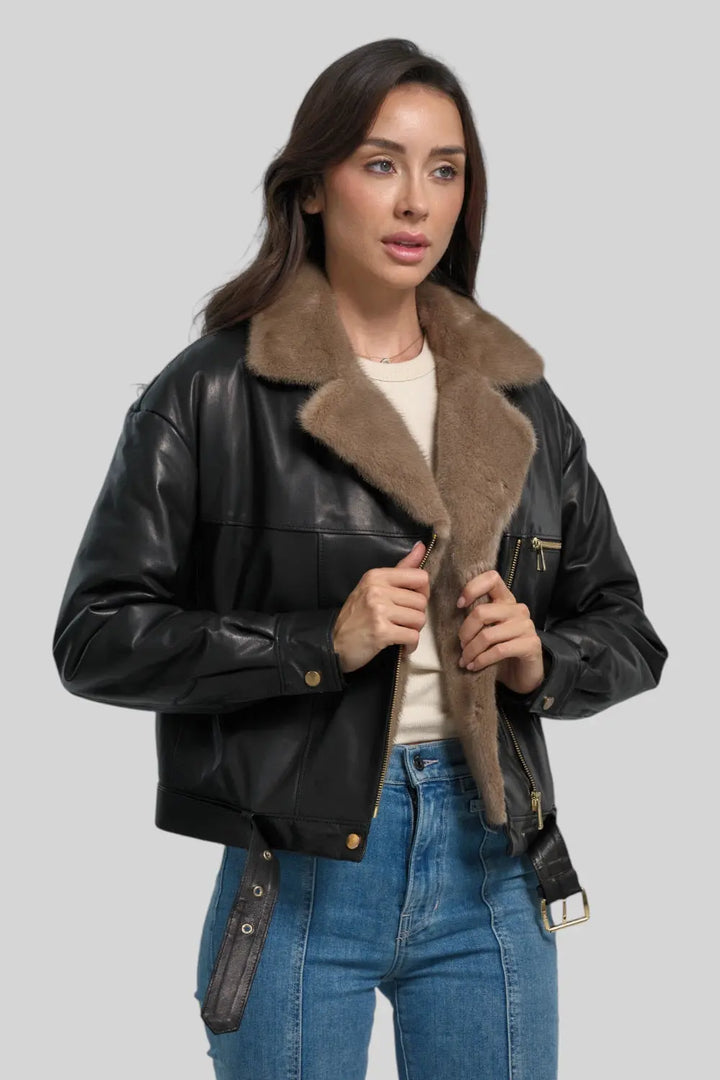 Sophie Classic Leather Bomber Spellezo