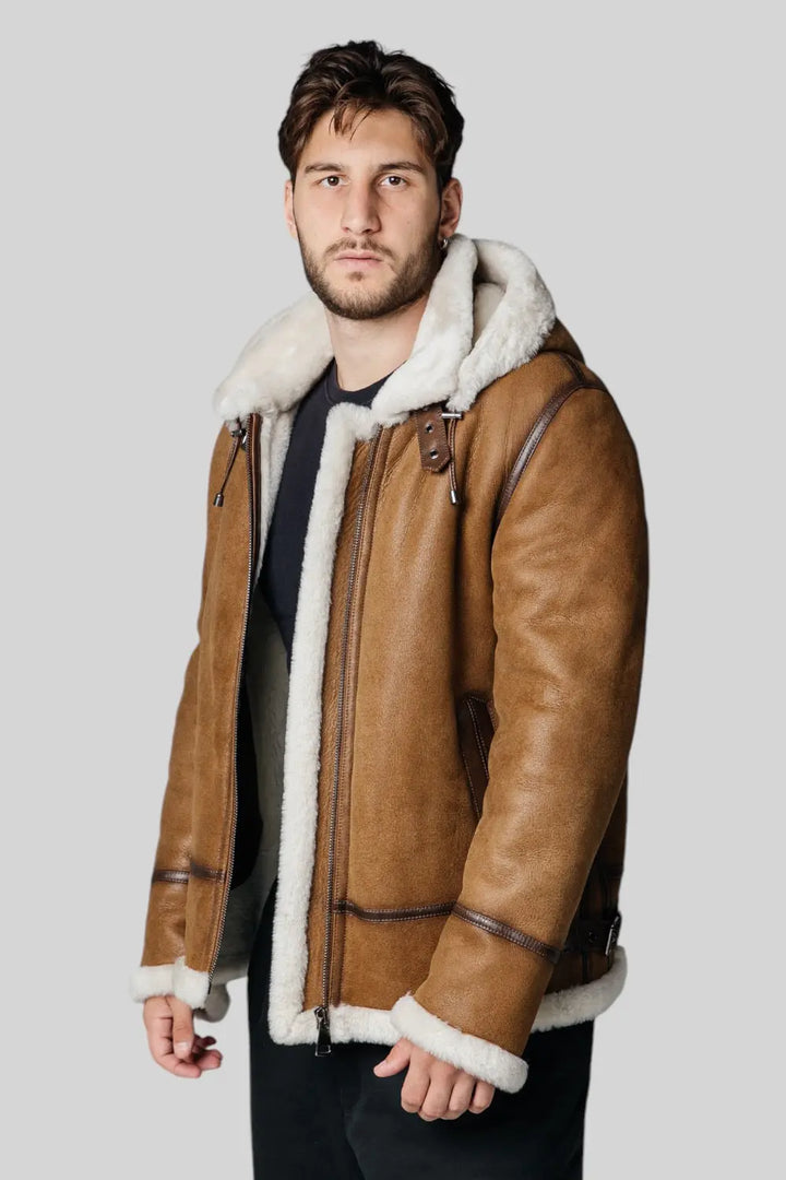 Giuseppe Hooded Sheepskin Jacket Spellezo