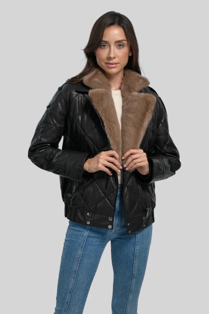 Viviana Quilted Leather Jacket Spellezo