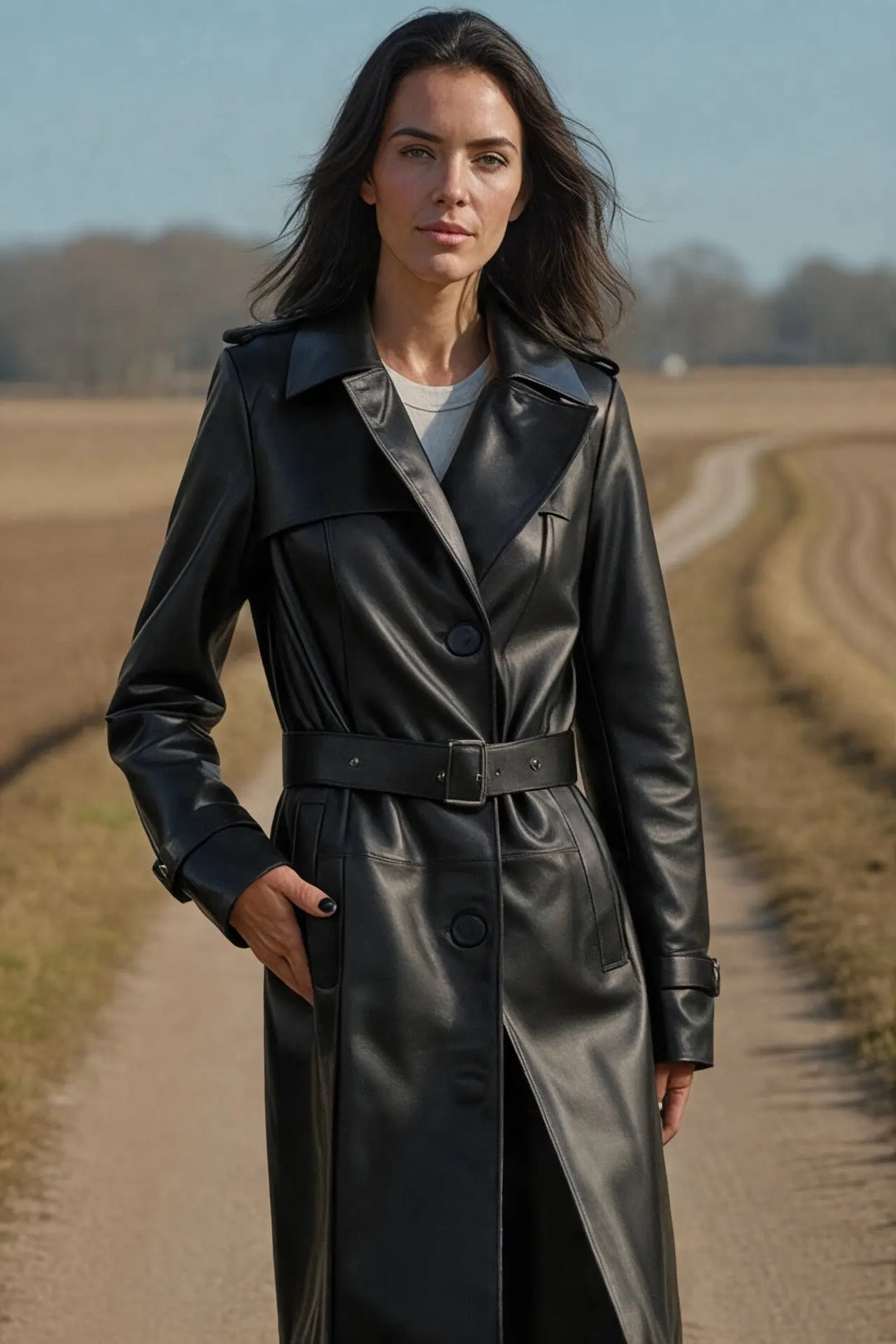 Margaux Leather Trench Coat Spellezo