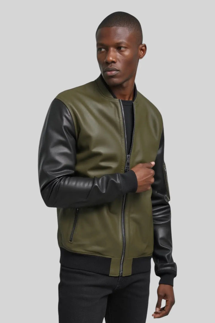 Adriano Leather Bomber Jacket Spellezo