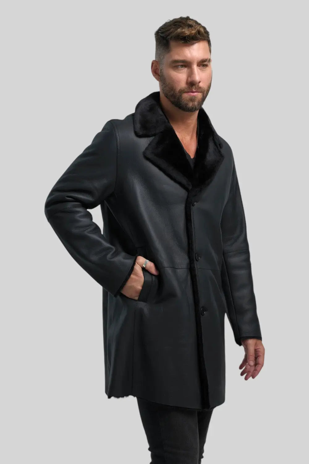 Flavio Classic Sheepskin Leather Coat Spellezo