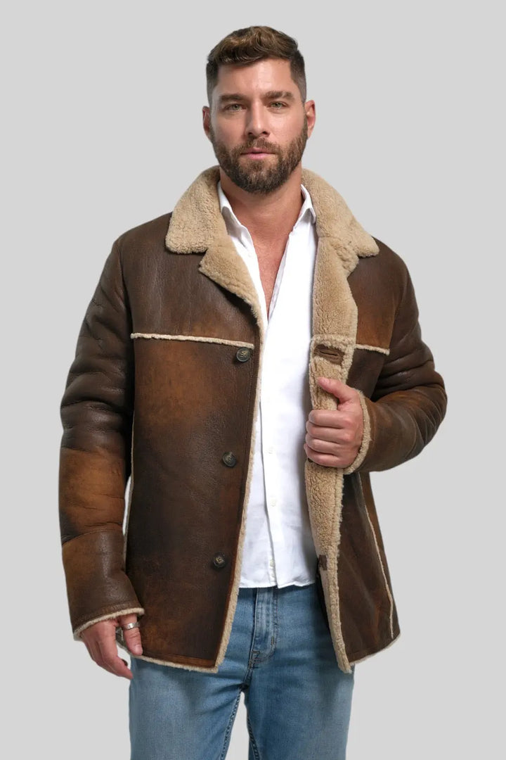 Tullio Sheepskin Leather Ranch Coat Spellezo