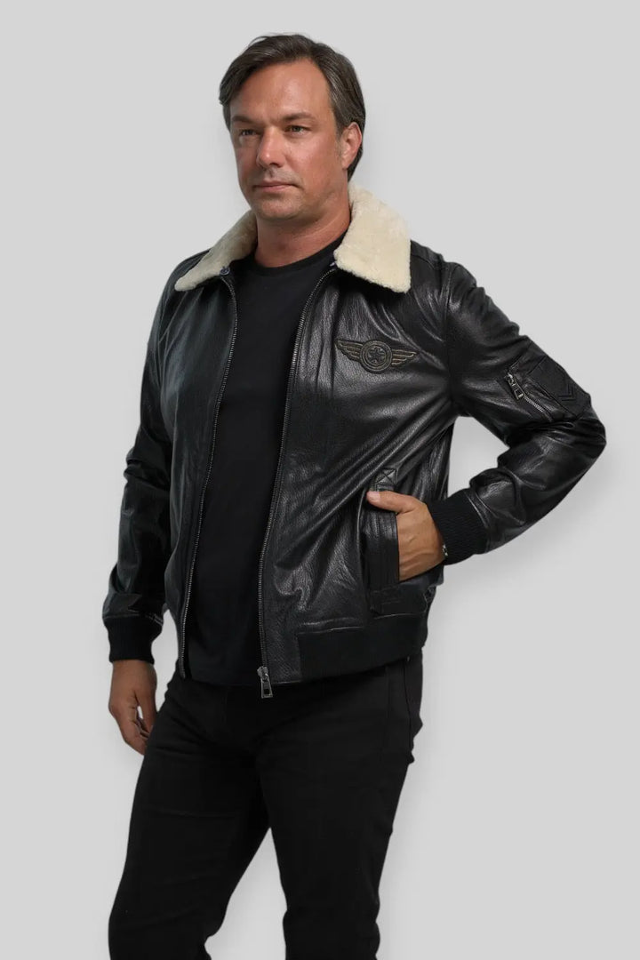 Davide Aviator Leather Jacket Spellezo