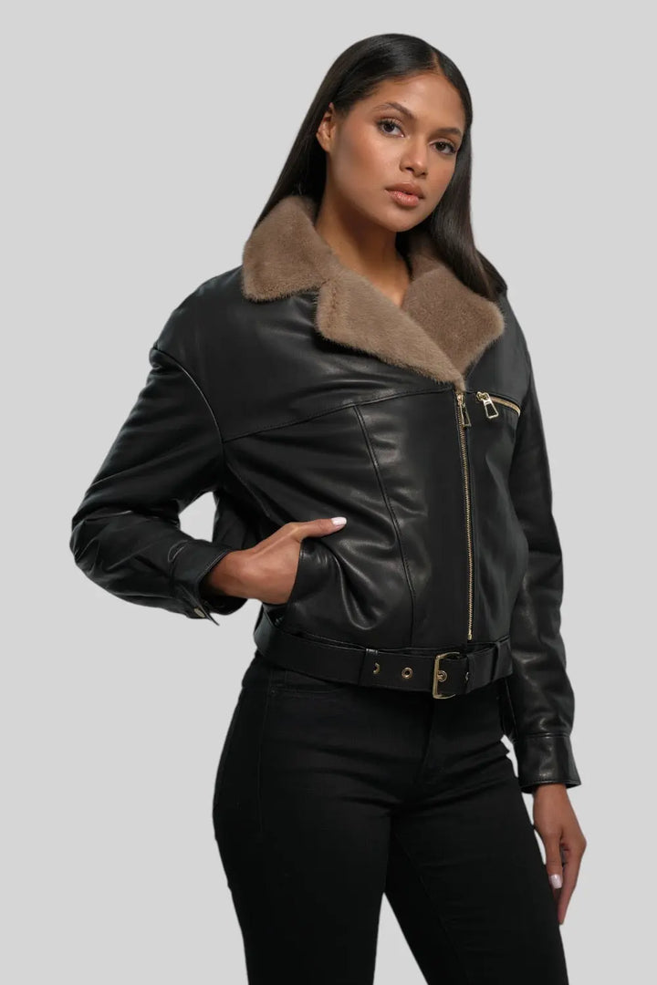 Sophie Classic Leather Bomber Spellezo