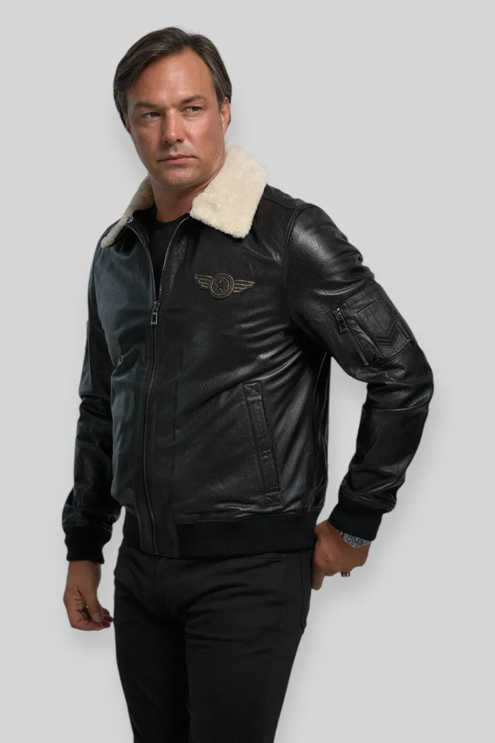 Davide Aviator Leather Jacket Spellezo