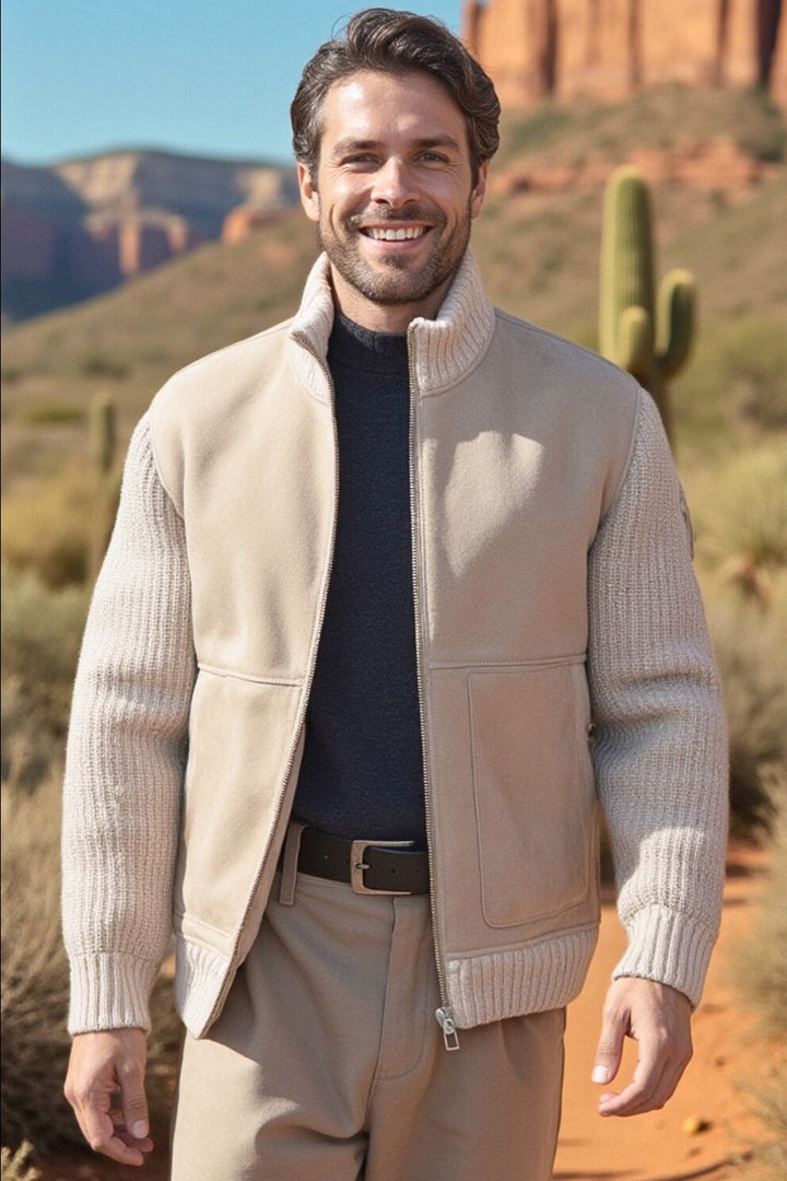Giacomo Sheepskin Jacket with Knitted Sleeves