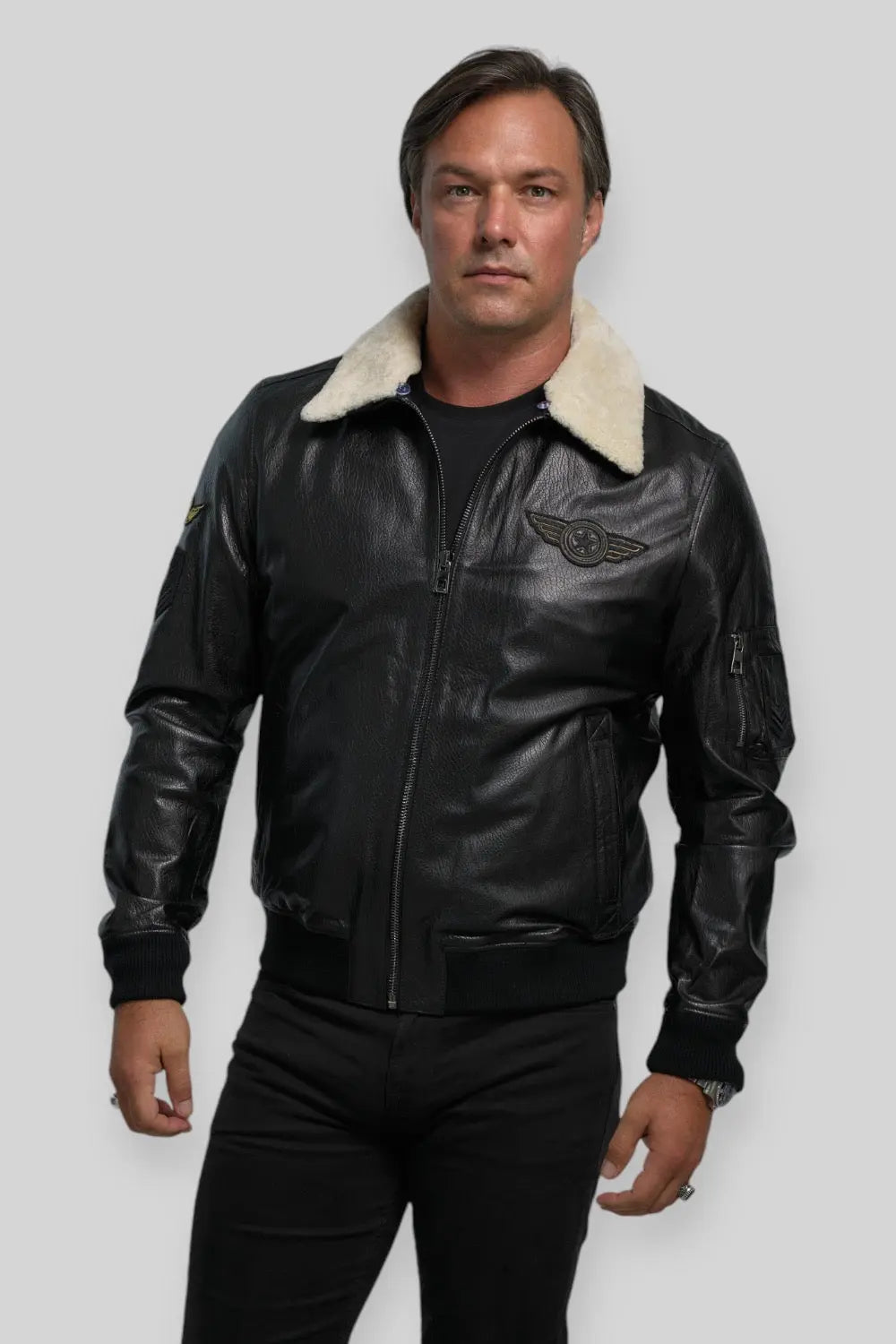 Davide Aviator Leather Jacket Spellezo