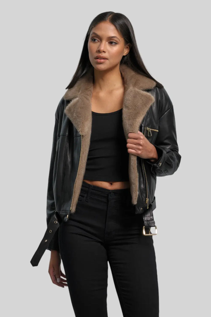 Sophie Classic Leather Bomber Spellezo