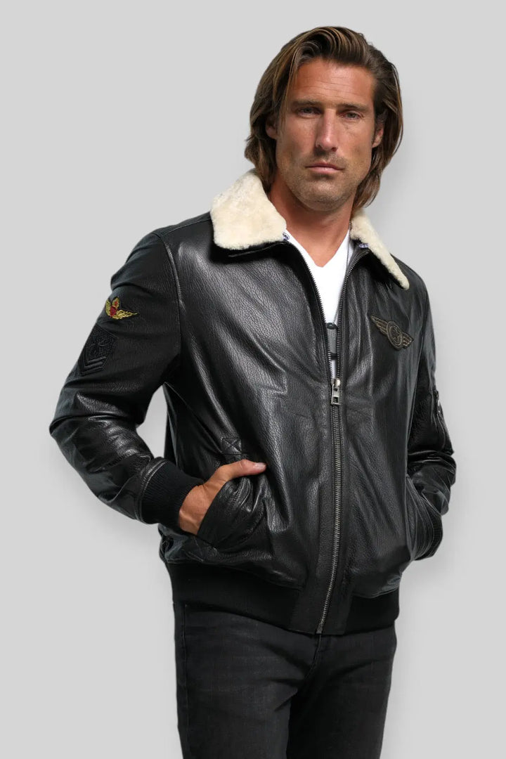 Davide Aviator Leather Jacket Spellezo