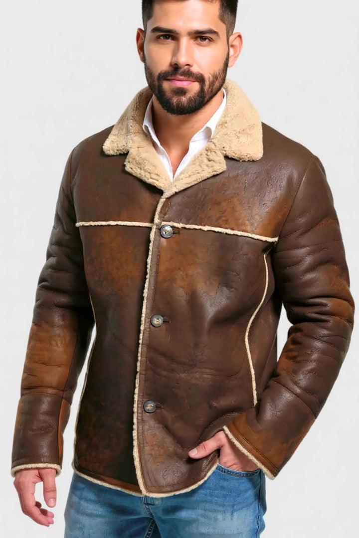 Tullio Sheepskin Leather Ranch Coat