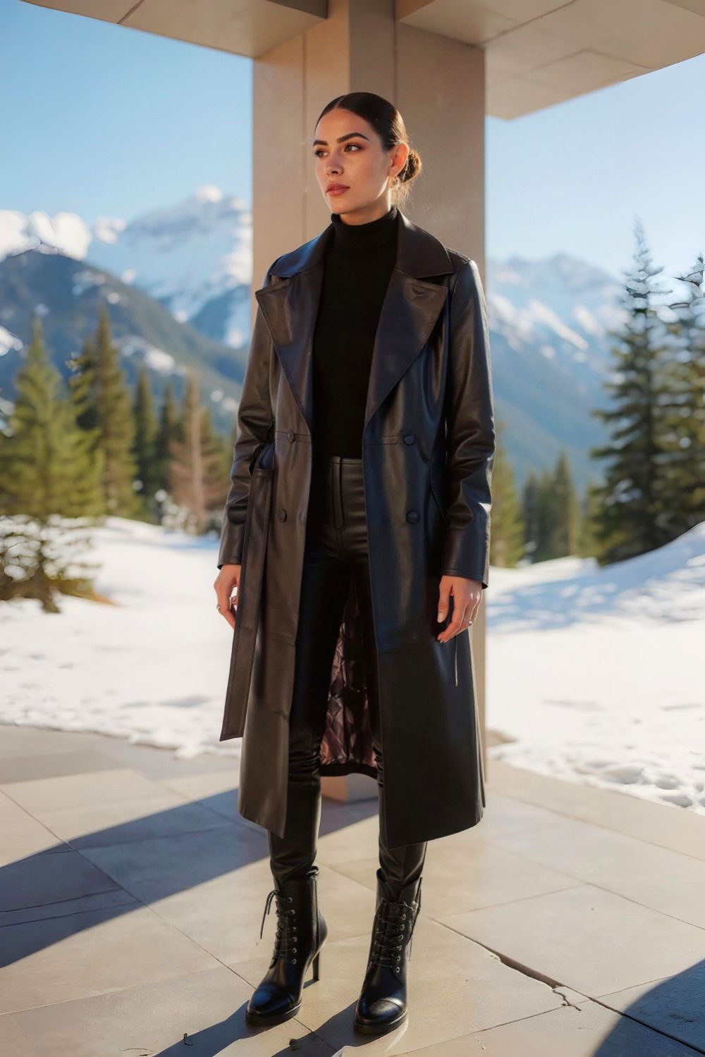 Paola Leather Trench Coat