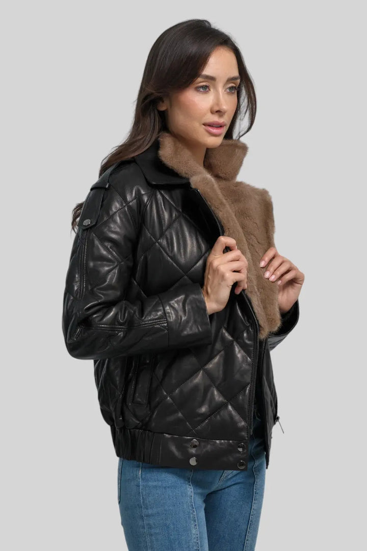 Viviana Quilted Leather Jacket Spellezo