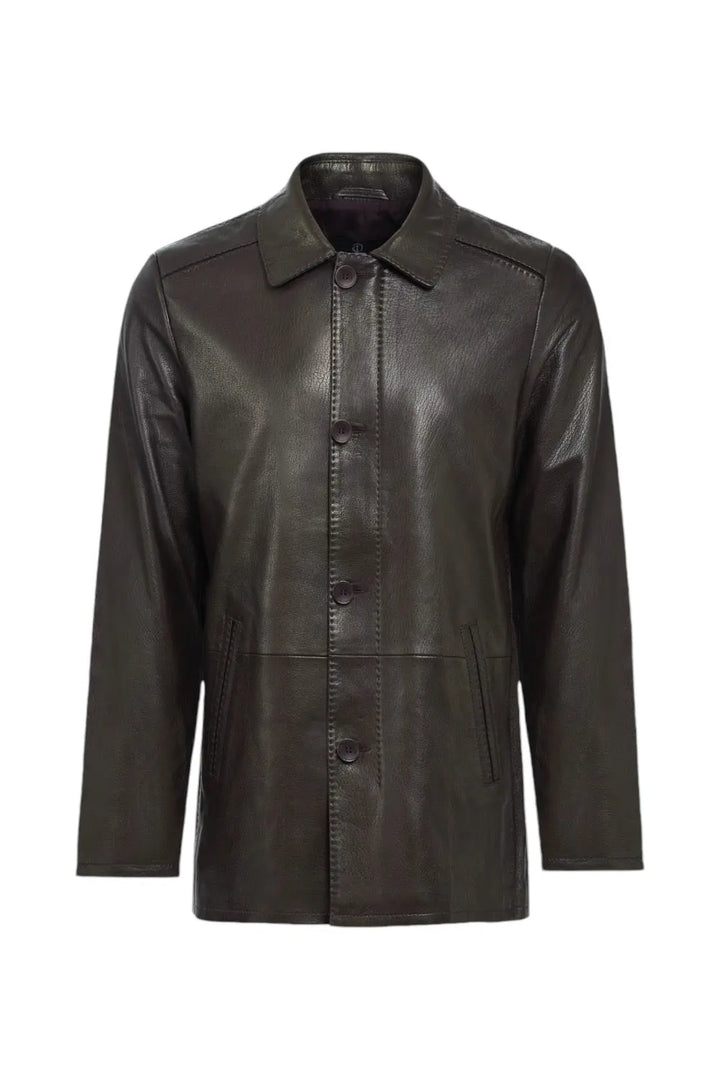 Massimiliano Classic Leather Coat Spellezo