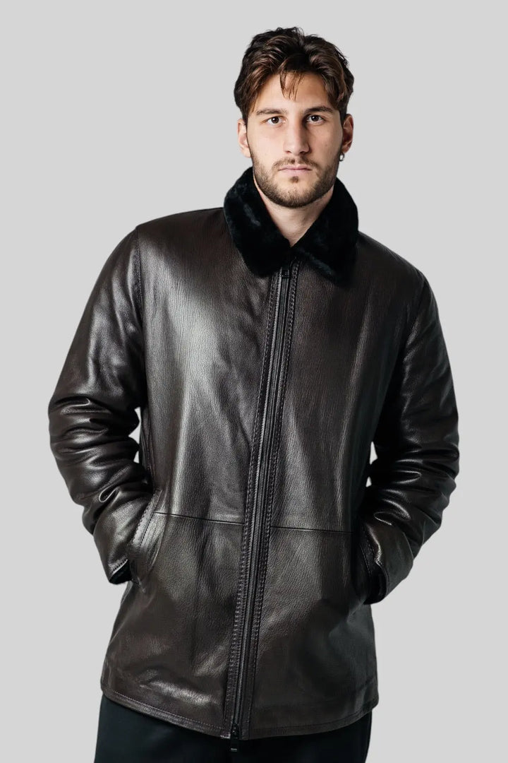 Vincent Sheepskin Leather Coat Spellezo