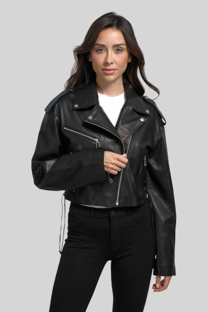 Lara Leather Moto Jacket Spellezo