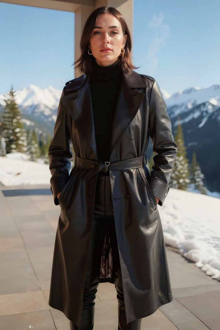 Paola Leather Trench Coat