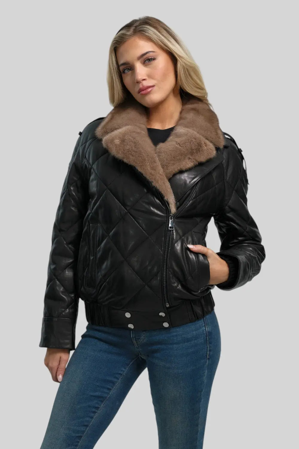 Viviana Quilted Leather Jacket Spellezo