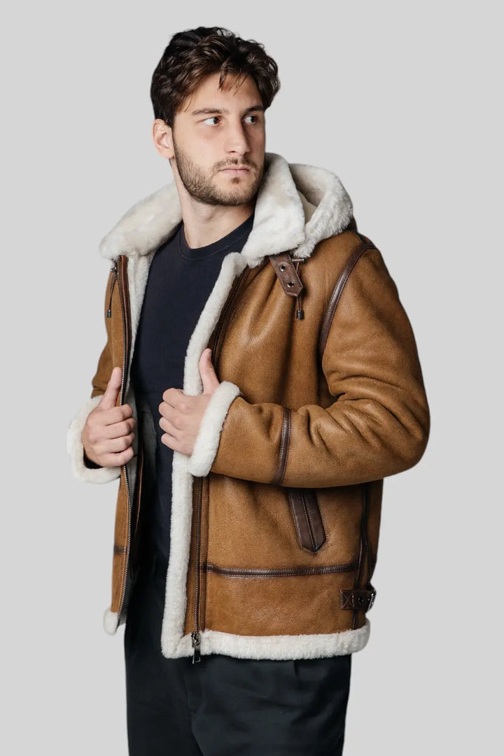 Giuseppe Hooded Sheepskin Jacket Spellezo