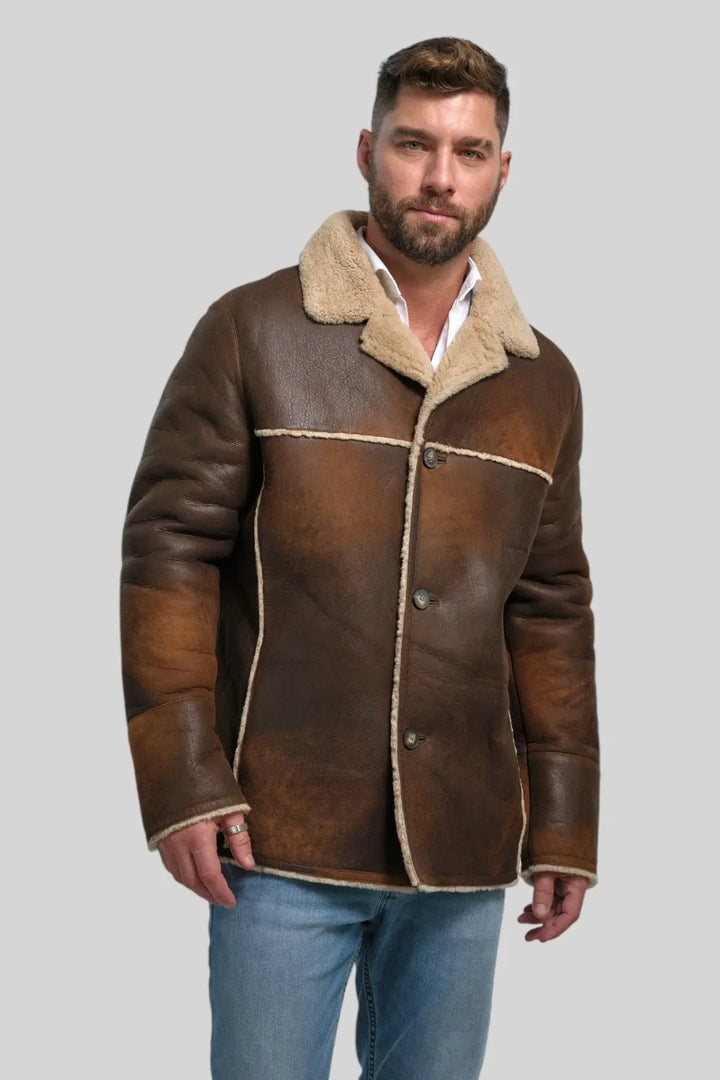 Tullio Sheepskin Leather Ranch Coat Spellezo