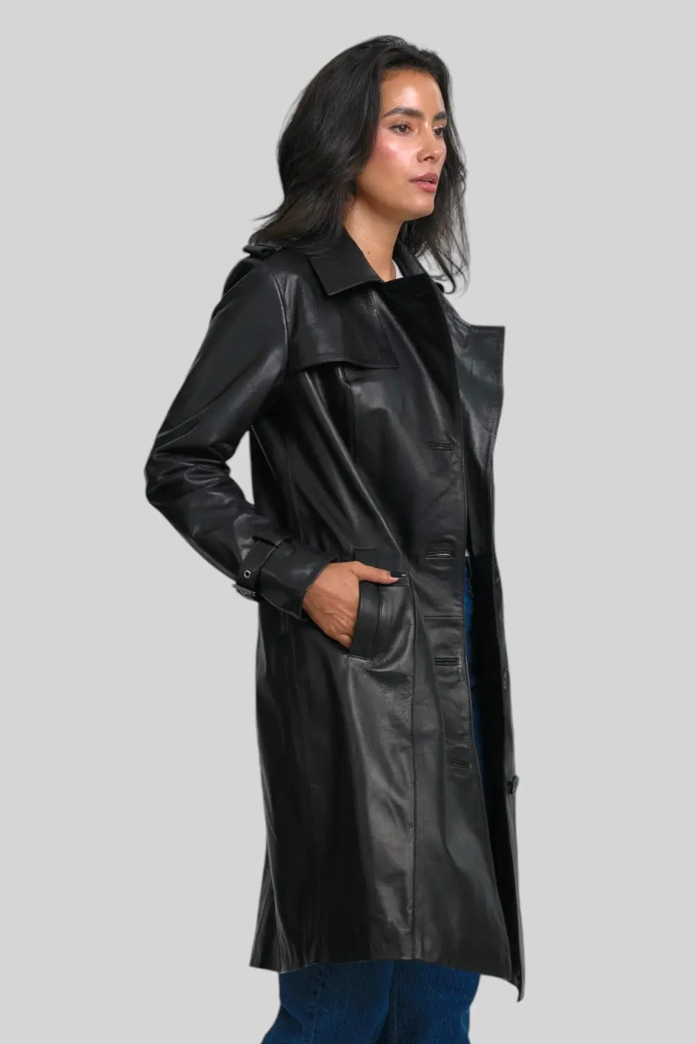 Margaux Leather Trench Coat Spellezo