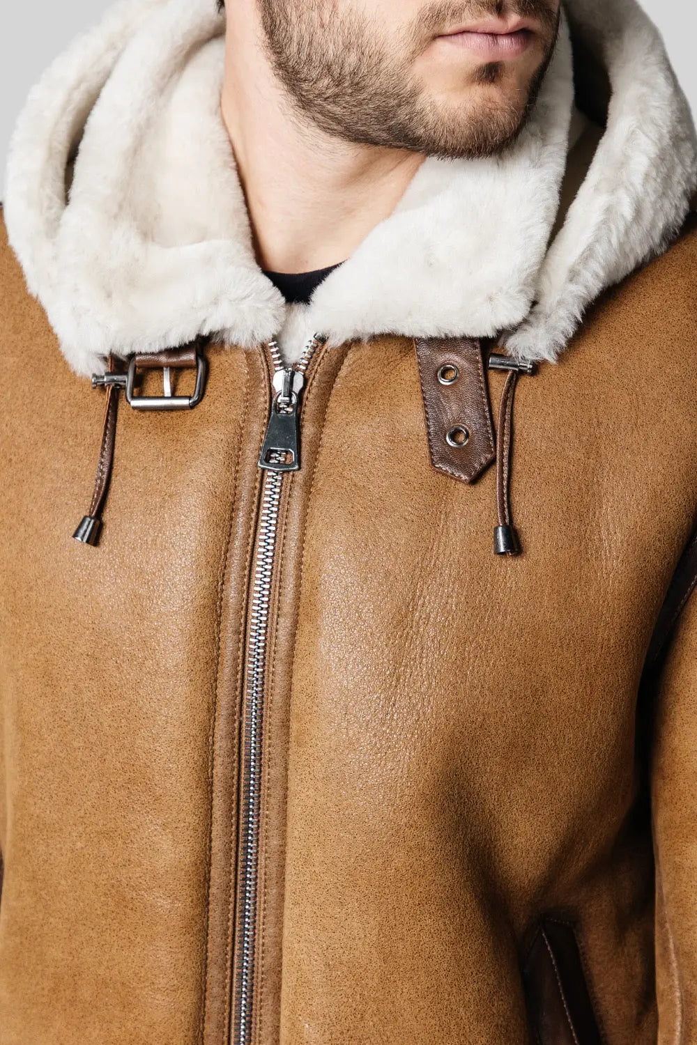 Giuseppe Hooded Sheepskin Jacket Spellezo