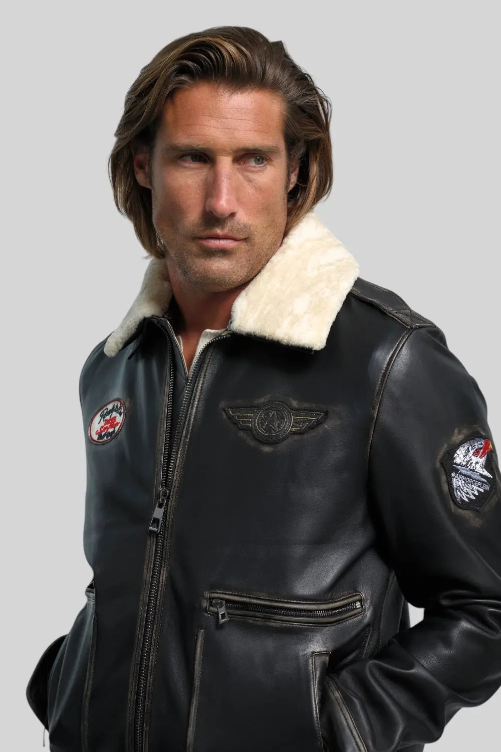 Luigi Shearling Aviator Jacket Spellezo