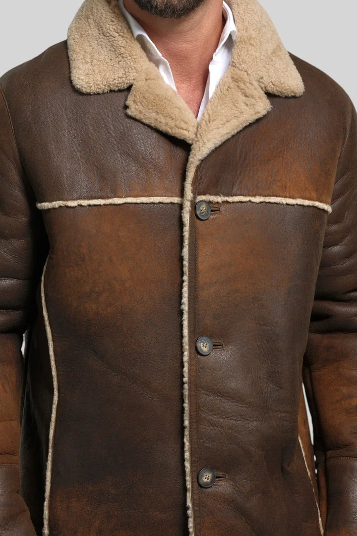 Tullio Sheepskin Leather Ranch Coat Spellezo