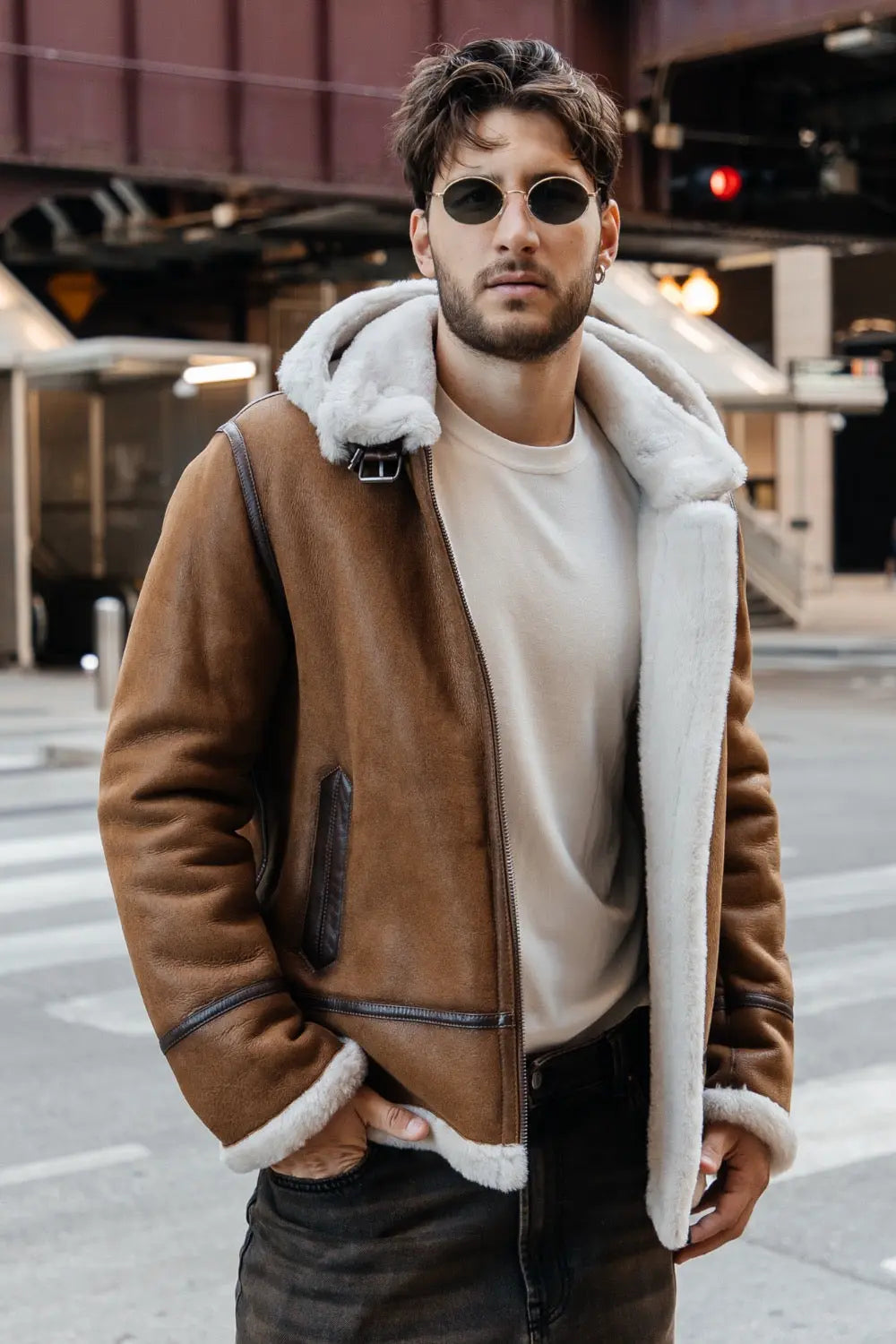 Giuseppe Hooded Sheepskin Jacket Spellezo