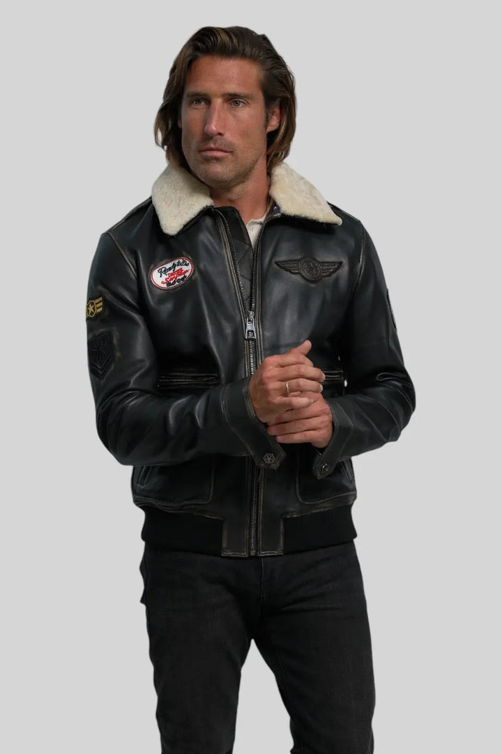 Luigi Shearling Aviator Jacket Spellezo