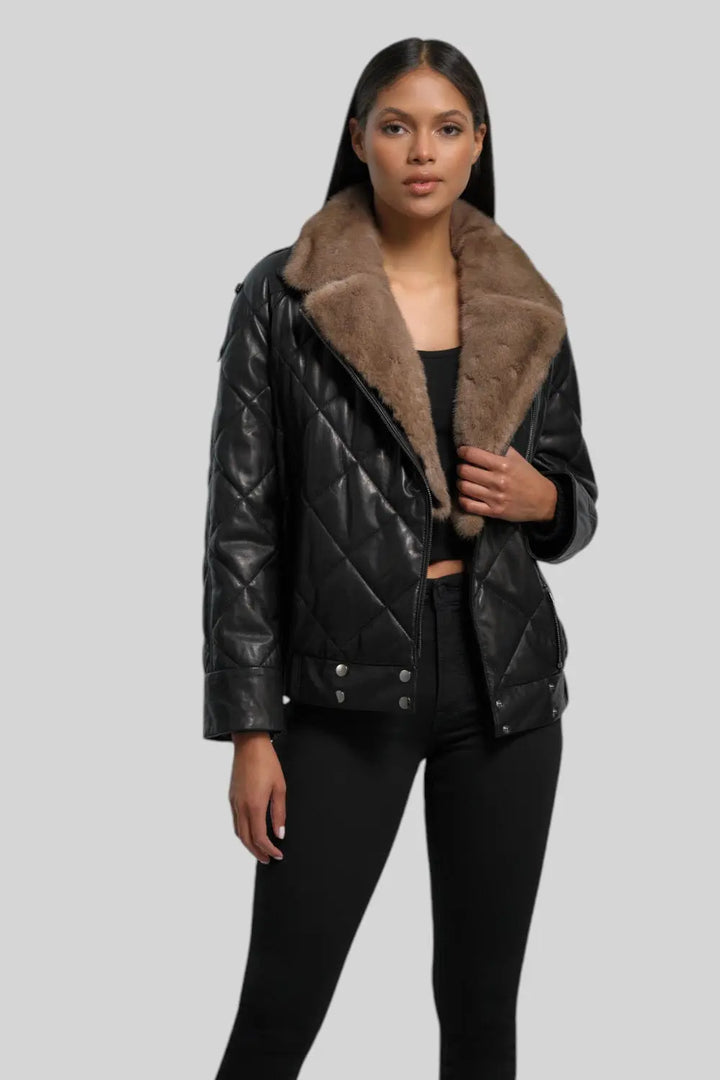 Viviana Quilted Leather Jacket Spellezo