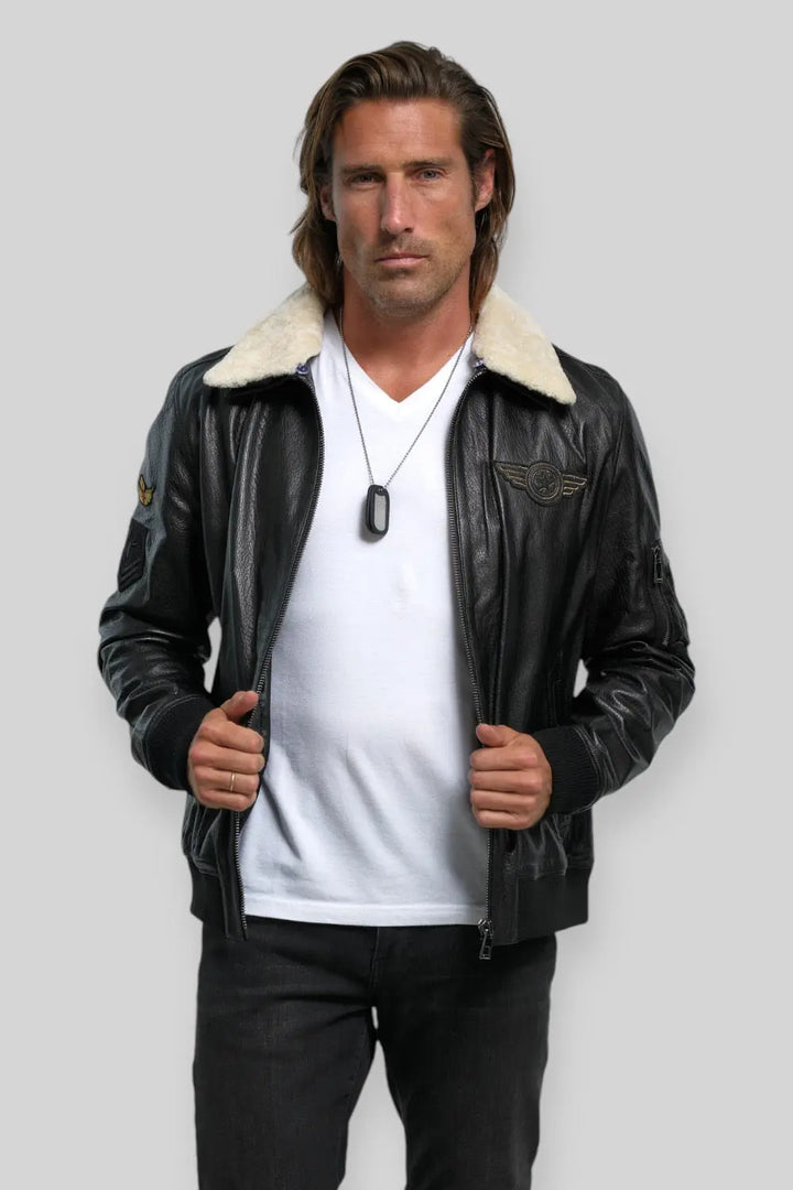 Davide Aviator Leather Jacket Spellezo