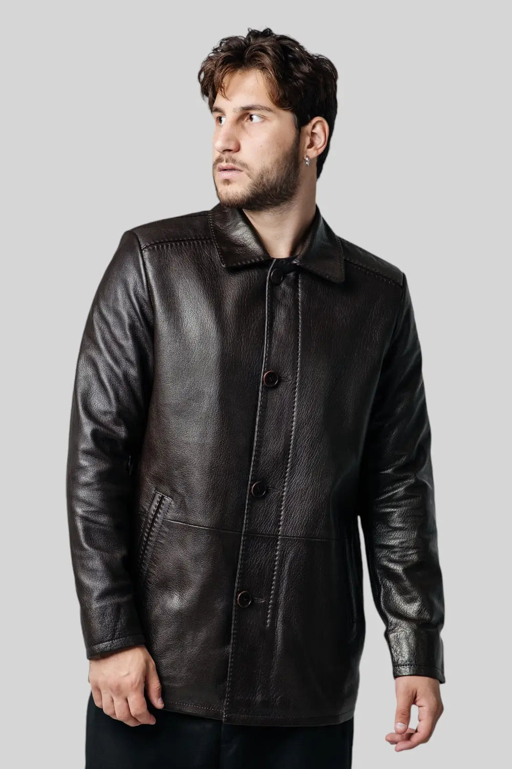 Massimiliano Classic Leather Coat Spellezo