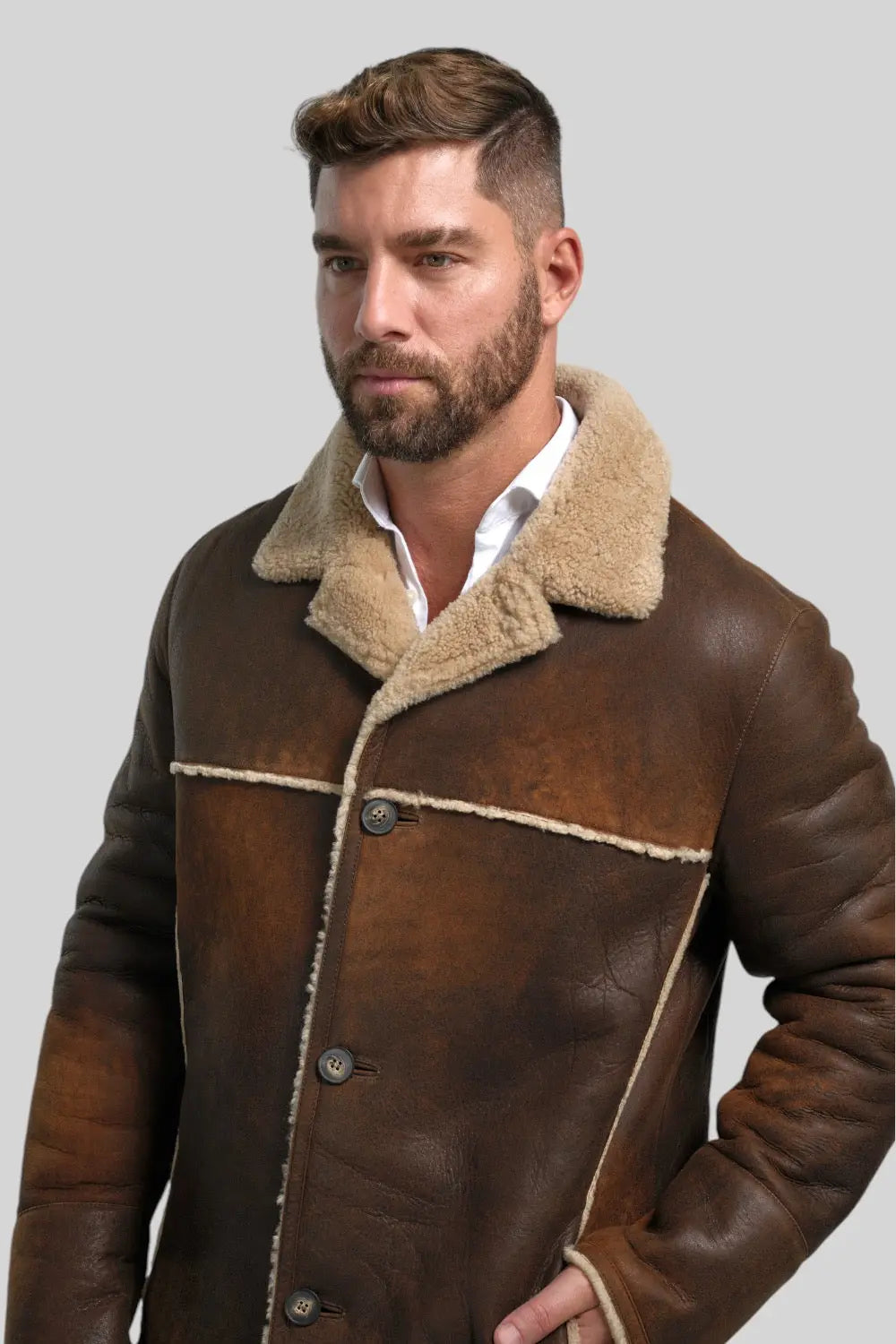 Tullio Sheepskin Leather Ranch Coat Spellezo