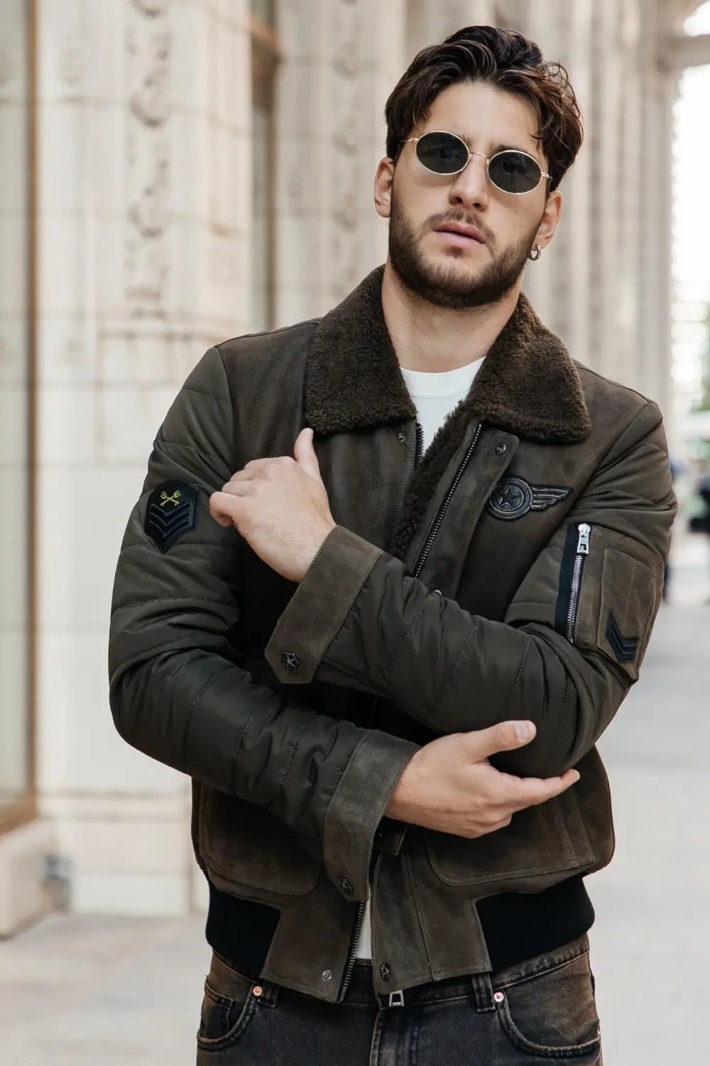 Lorenzo Sheepskin B-3 Bomber Jacket Spellezo