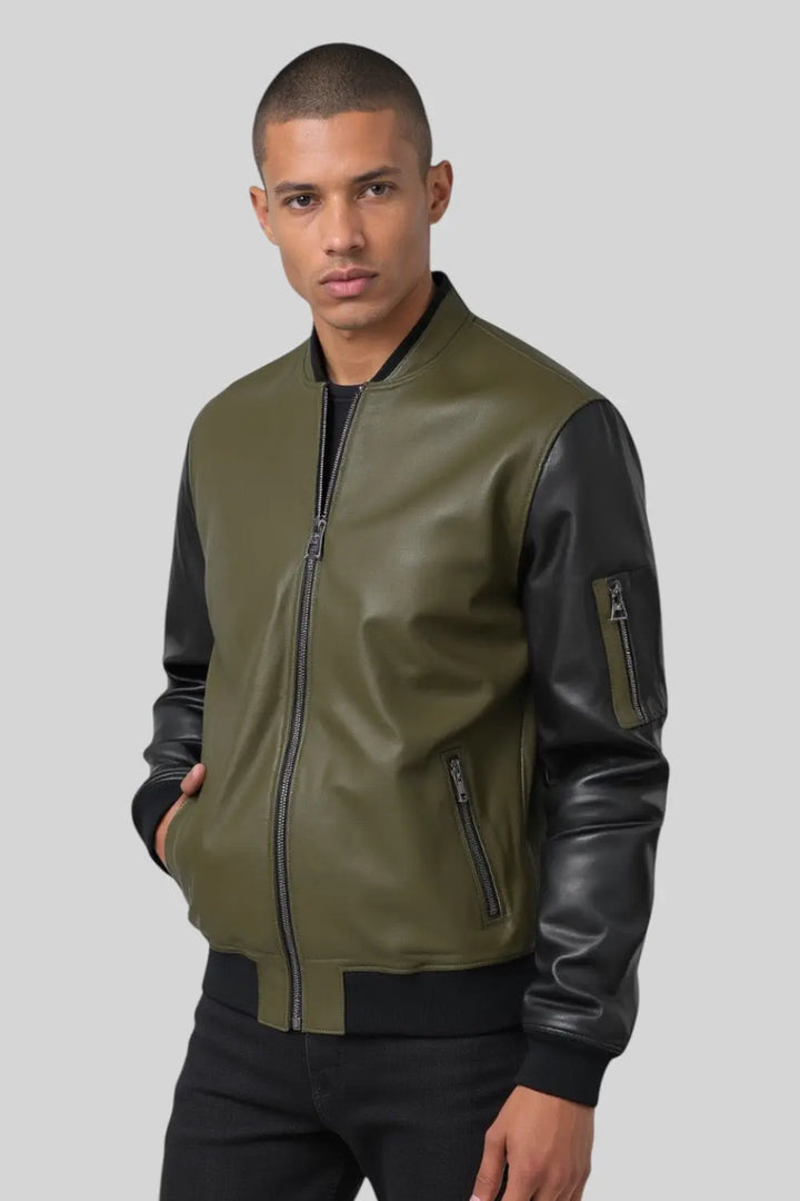 Adriano Leather Bomber Jacket Spellezo