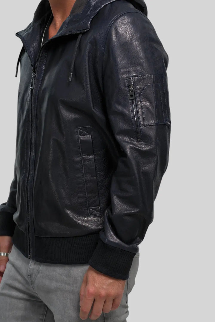 Rino Hooded Leather Jacket Spellezo