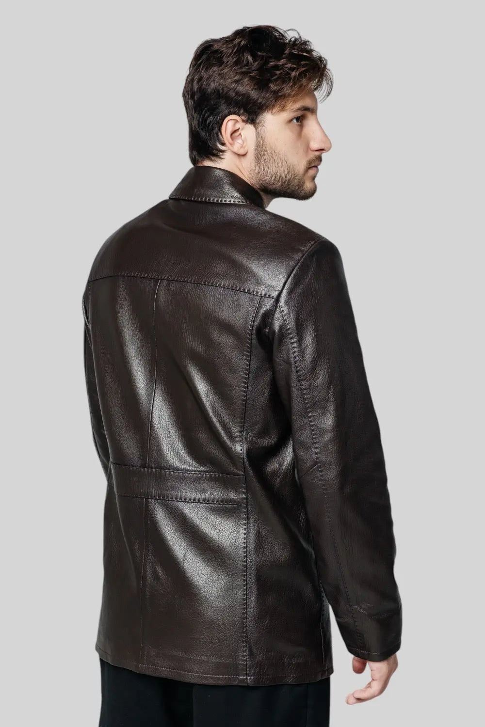 Massimiliano Classic Leather Coat Spellezo