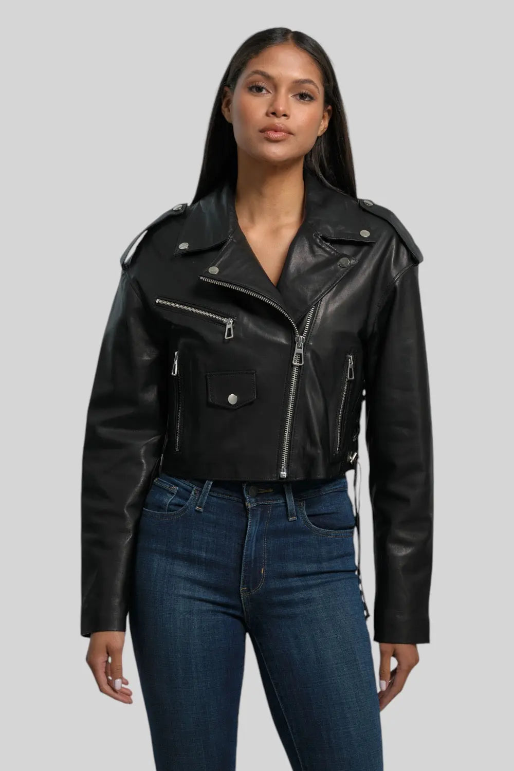 Lara Leather Moto Jacket Spellezo