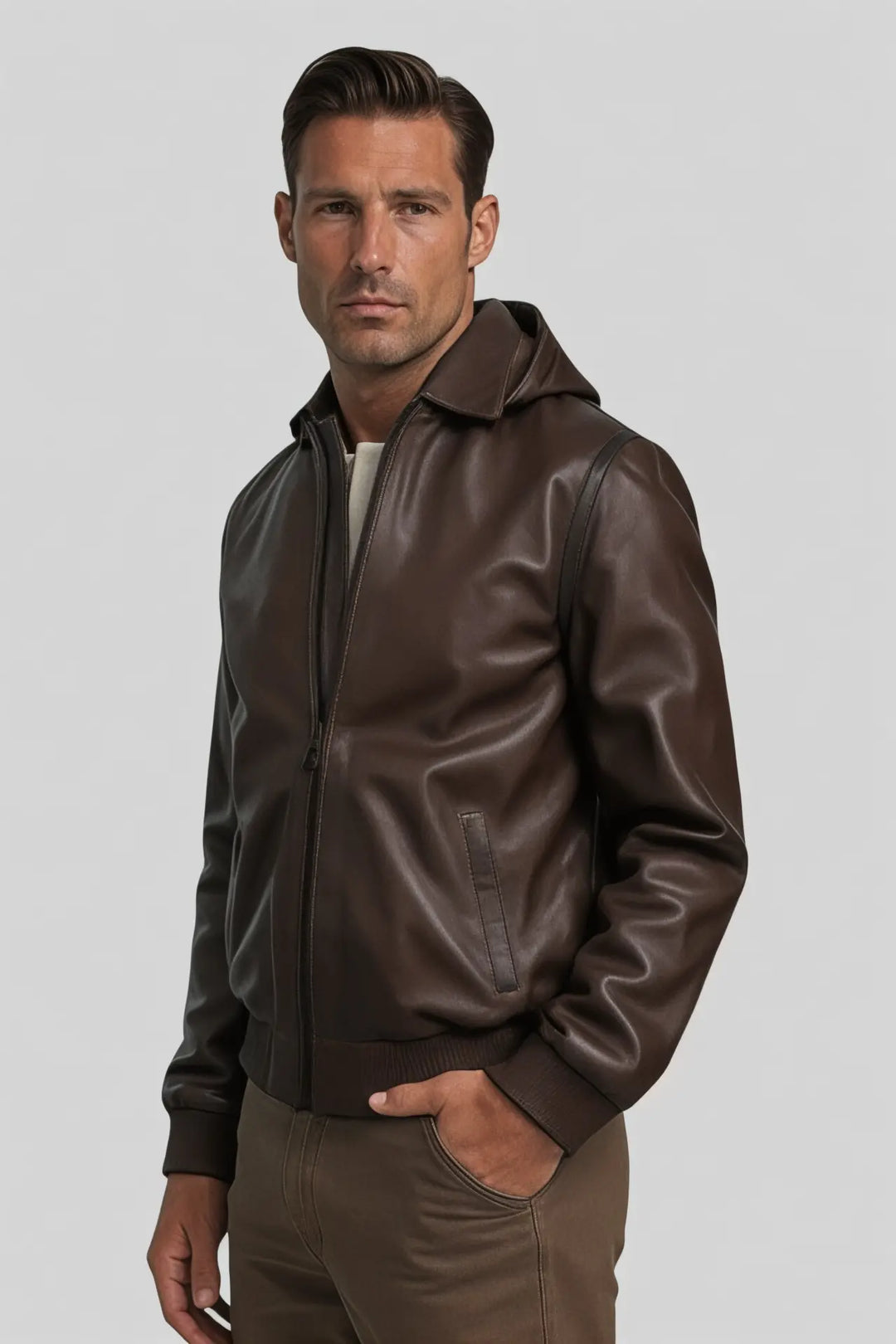 Gennaro Hooded Genuine Leather Jacket Spellezo