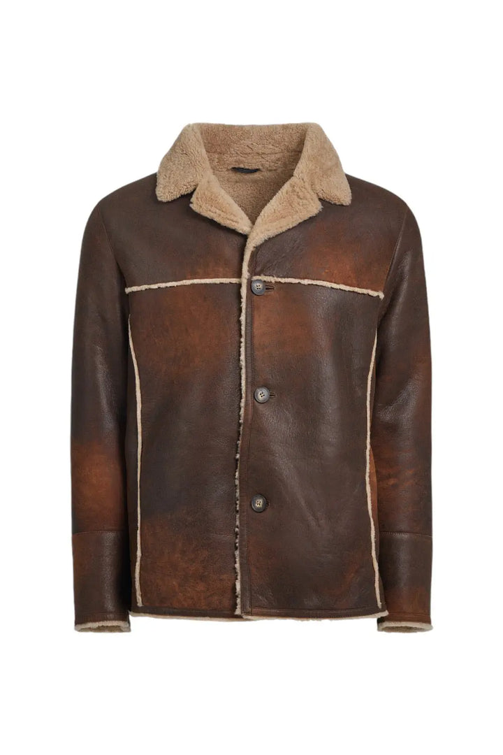 Tullio Sheepskin Leather Ranch Coat Spellezo