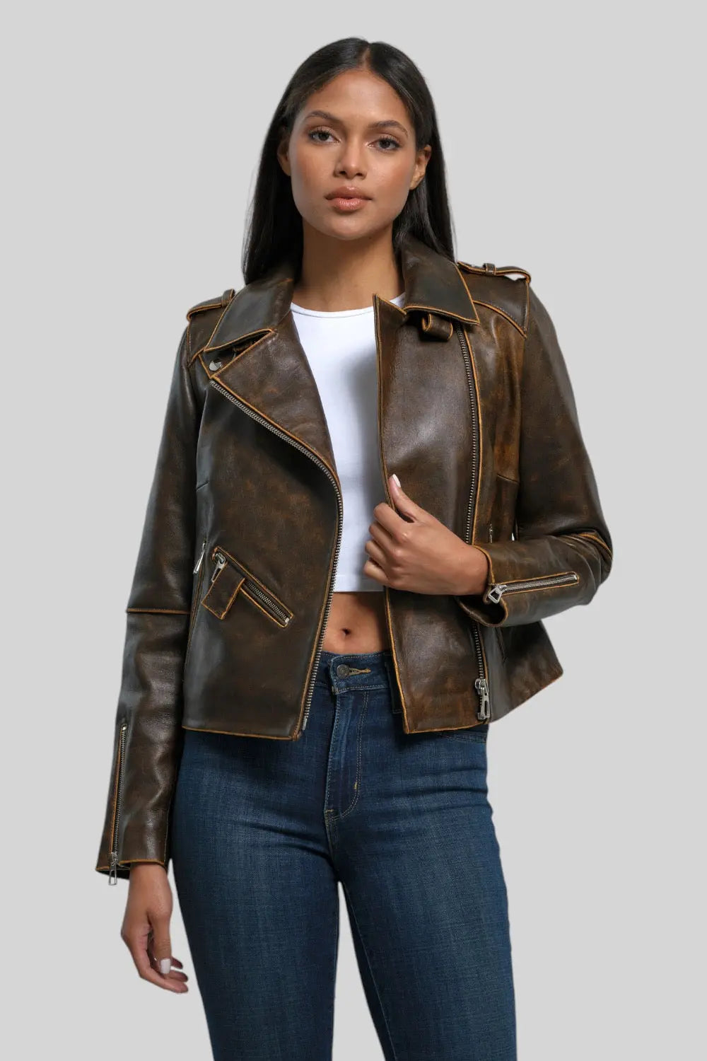 Loretta Vintage Leather Jacket Spellezo