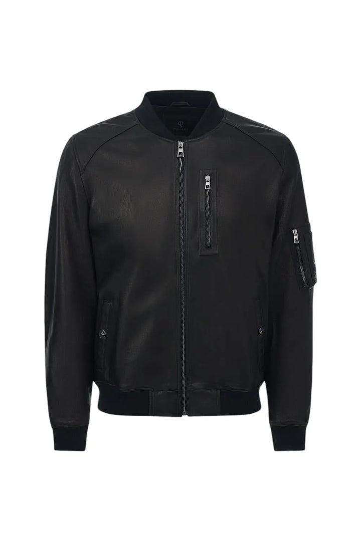 Valentino Leather Bomber Jacket Spellezo