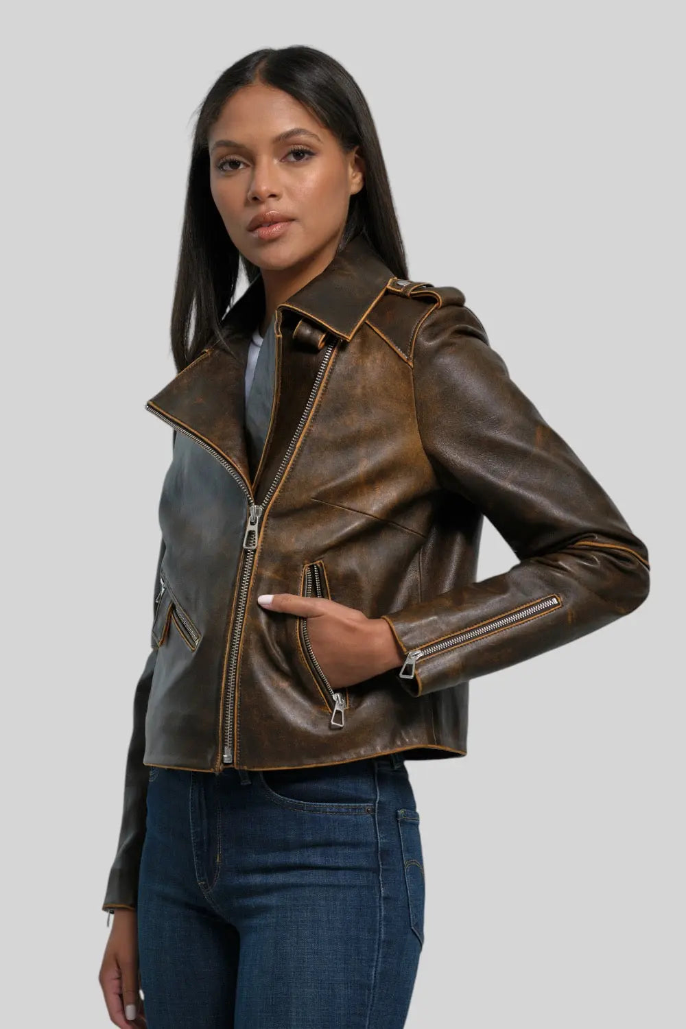 Loretta Vintage Leather Jacket Spellezo