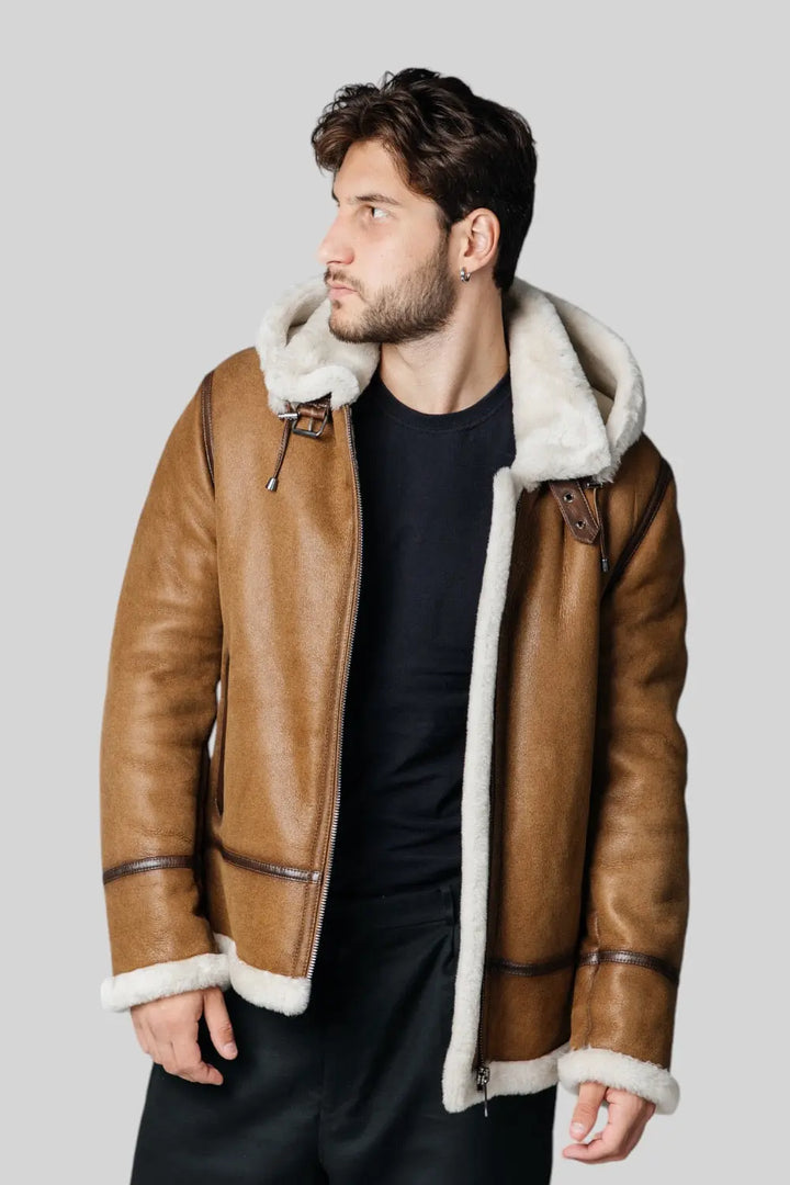 Giuseppe Hooded Sheepskin Jacket Spellezo