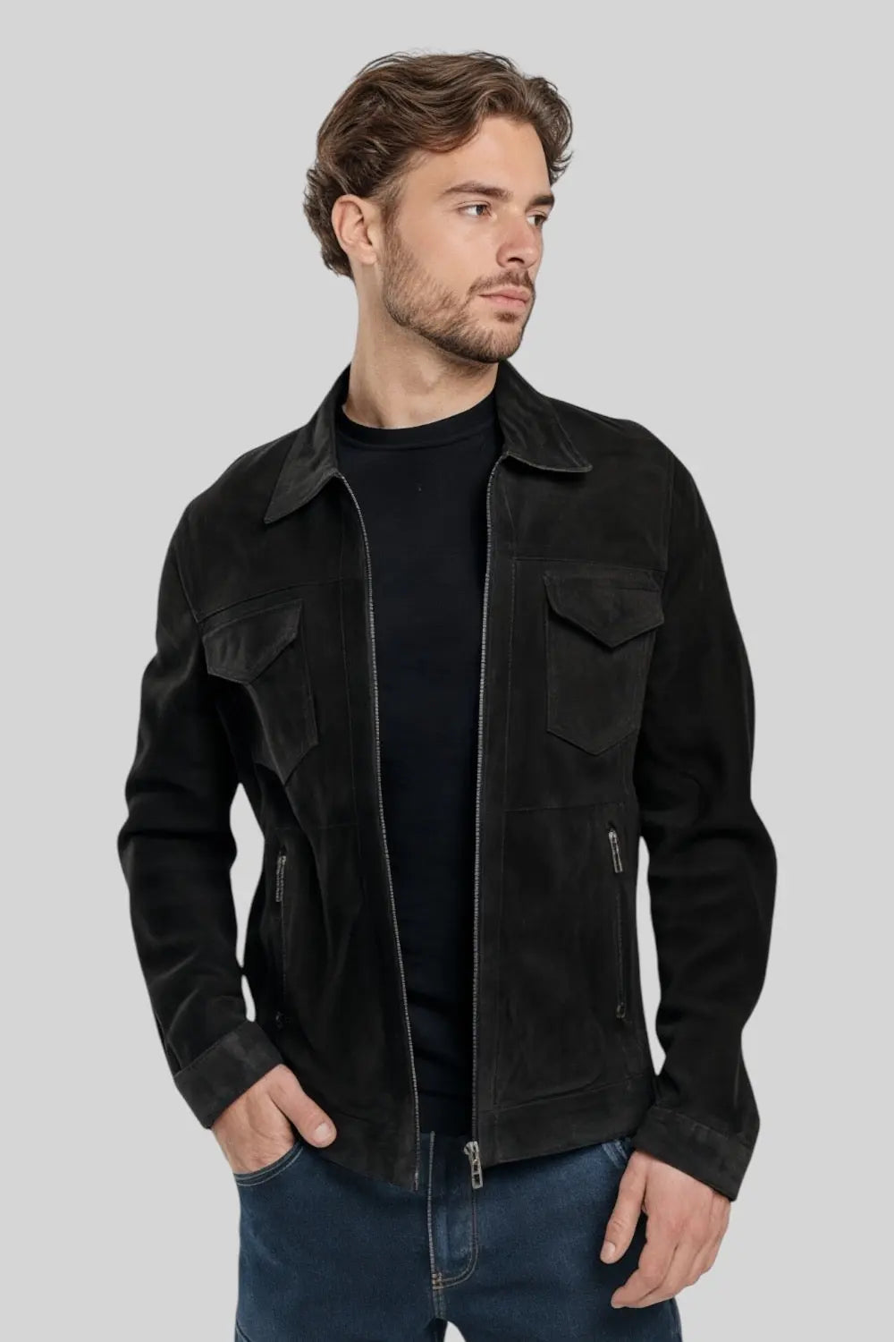 Duarte Suede Leather Jacket Spellezo