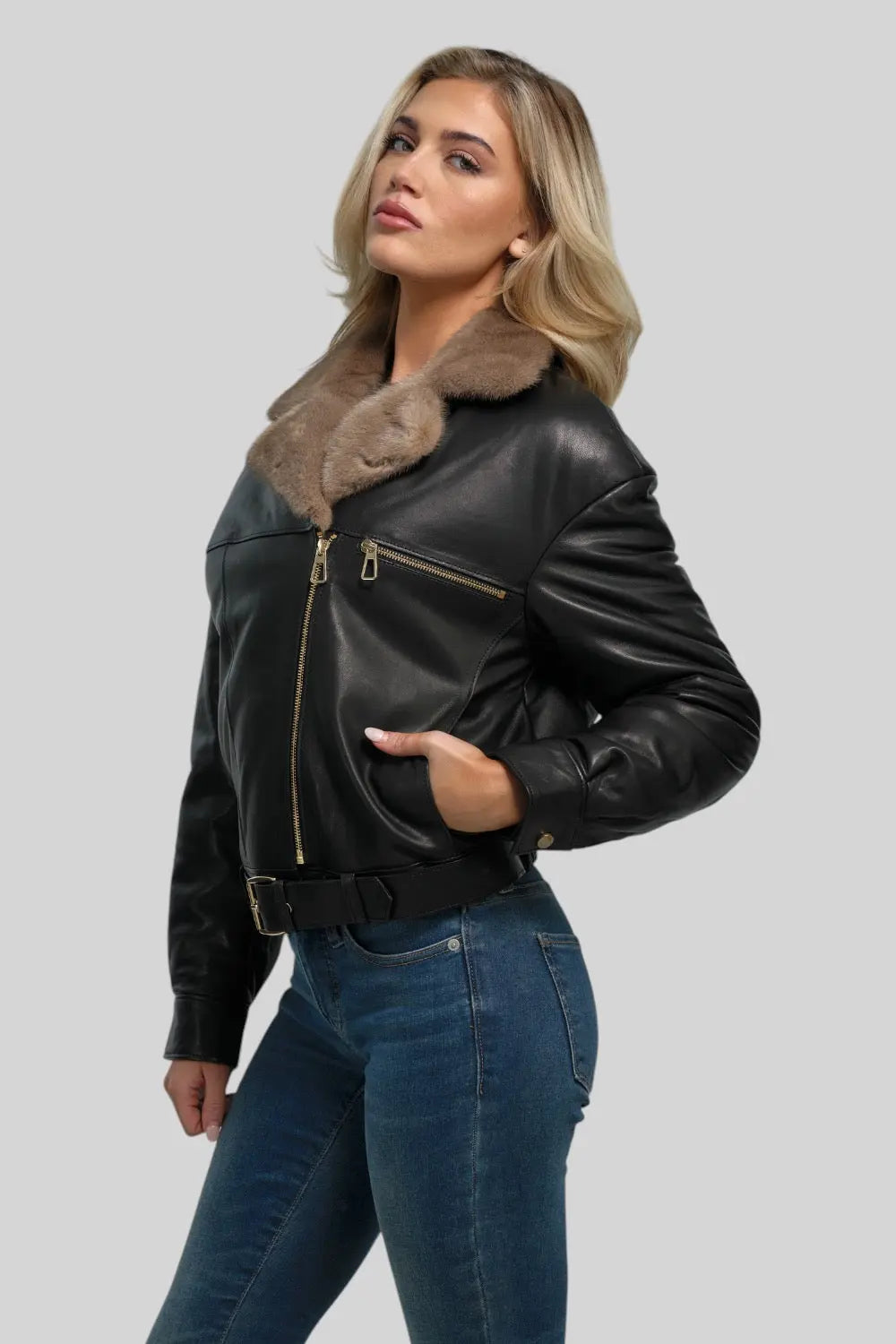 Sophie Classic Leather Bomber Spellezo