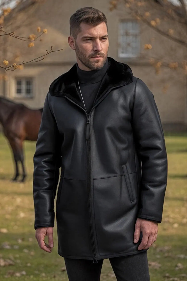 Domenico Sheepskin Leather Coat Spellezo