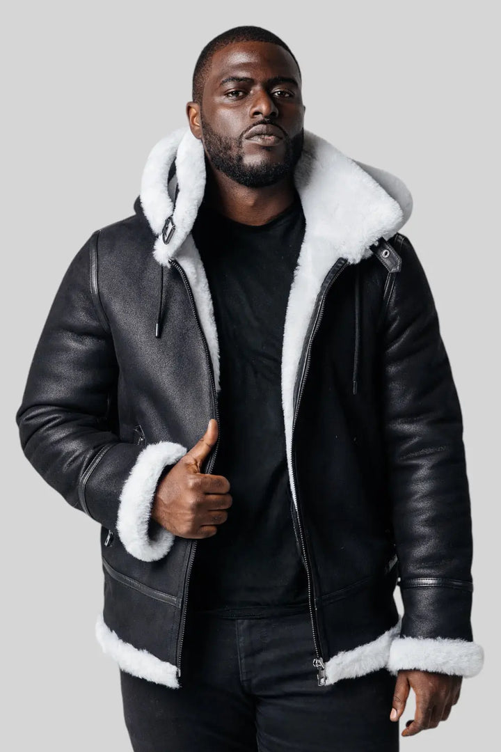 Sandro Hooded Sheepskin Jacket Spellezo